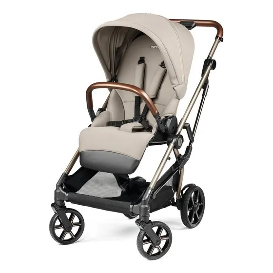 Coche Cuna Bebé Peg Perego Vivace Convertible Hasta 22 Kg Color Astral Chasis Dorado