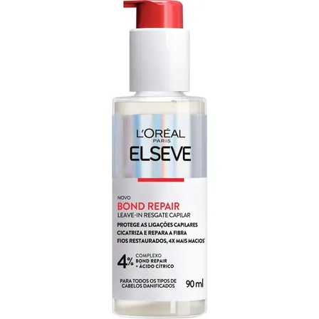 Leave-in Resgate Capilar Com Ácido Cítrico, Glicina E Pantenol, Proteção Térmica 230°c E Controle De Frizz, Reparação Molecular Intensa, Elseve Bond Repair L'oréal Paris, 90ml