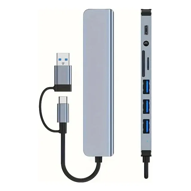 Adaptador Hub Usb Tipo C 3.0 Multipuerto 8 En 1 Tarjeta Sd