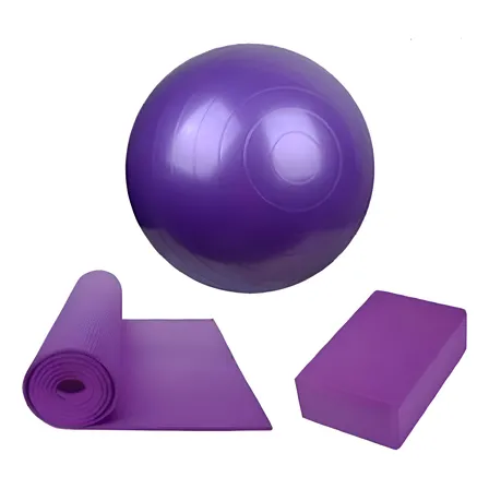 Pelota De Pilates / Yoga + Mat De 10mm + Ladrillo