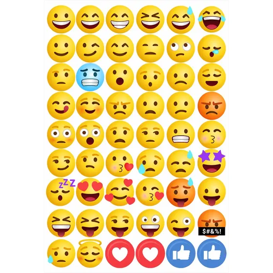 Adesivo Emoji Etiquetas Emoticons Cartela Vários Modelos