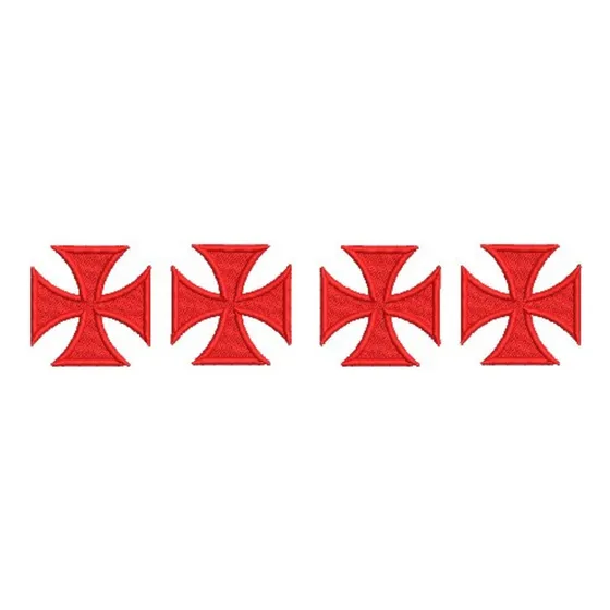 4 Patch Bordado Termocolante-cruz De Malta Vermelho Lisa