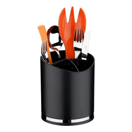 Escurridor de cubiertos y utensilio de cocina, color negro