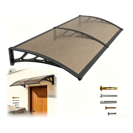 Toldo Policarbonato 200x60cm Cobertura Porta Janela P Porta Preto