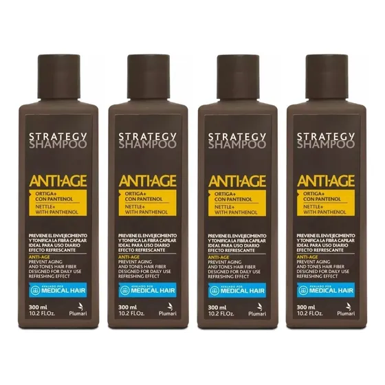 Shampoo Antiage Men Tonificador Capilar Strategy 300ml X4