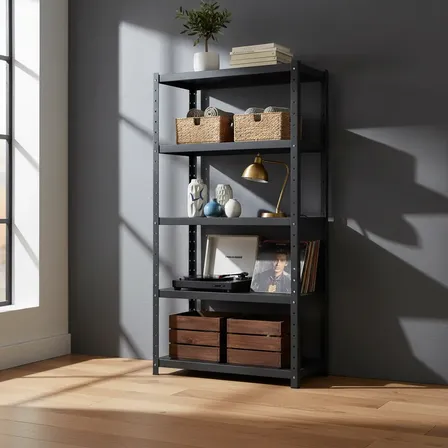 Prateleira Aço 5 Bandejas 40x92 Estante Coluna Tripartida Preto