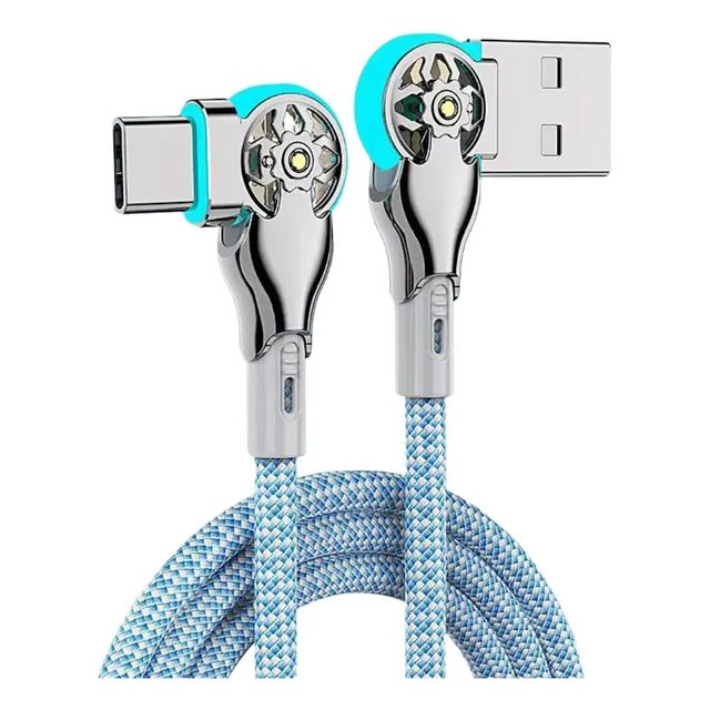 Cable Datos Cargarápida Usb/c Conexiones Giratorias Luz Led