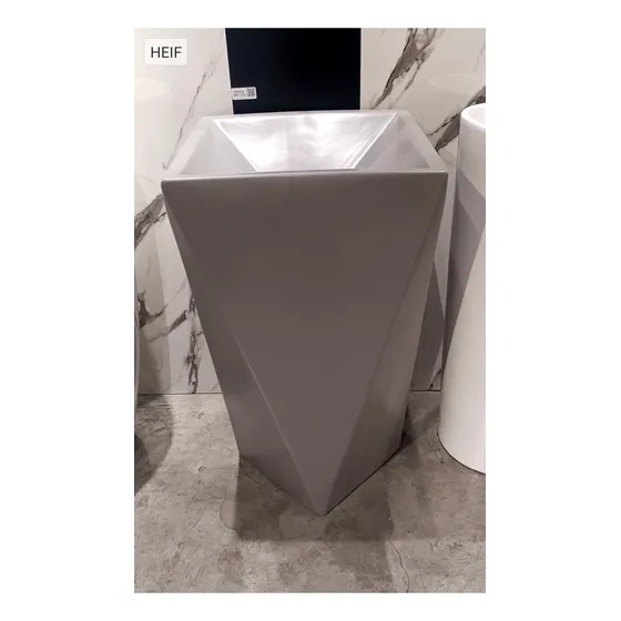 Lavamanos Gris De Pedestal Cuadrado