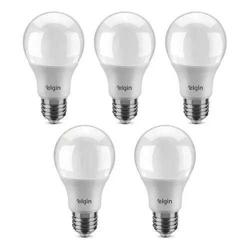 Kit 05 Lâmpadas Bulbo Led Elgin A60 15w 6500k Branco Cor da luz Branco-frio