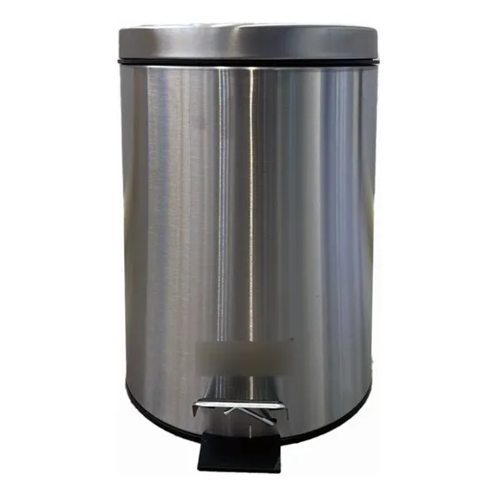 Papelera Metálica Tapa Pedal 7 Litros En Acero Inoxidable.