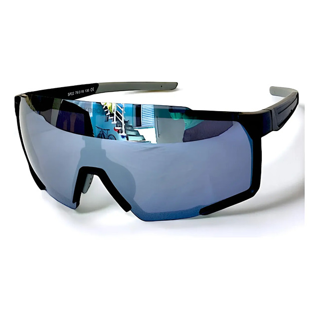 Óculos Rockbros Polarizado Lentes Espelhadas Ideal Ciclismo Prateada Espelhada Preta