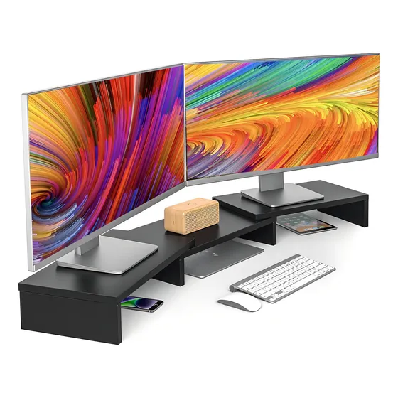 Base de monitor de escritorio doble para pc portátil tv Dingapi G1 Negro