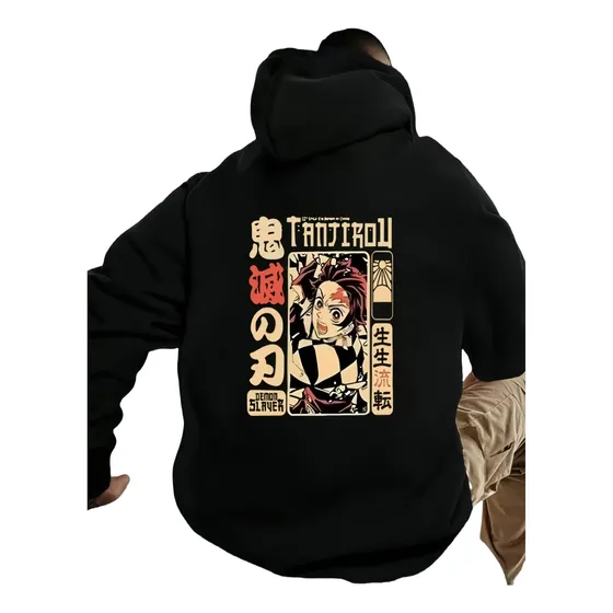 Sudadera Para Hombre Demon Slayer Tanjirou Larga Oversize