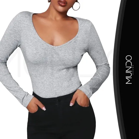 Polera Manga Larga De Mujer Elasticada (varios Colores)