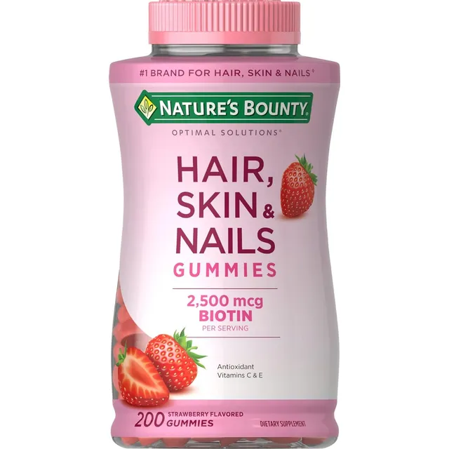 Suplemento Cabello, Piel Y Uñas Nature's Bounty 200 Gomitas Fresa