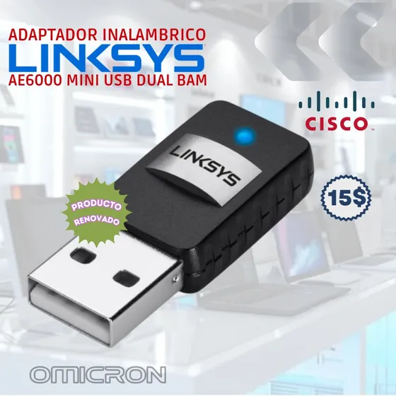 Adaptador Inalambrico Linksys Ae6000 Wifi 5 De Doble Banda
