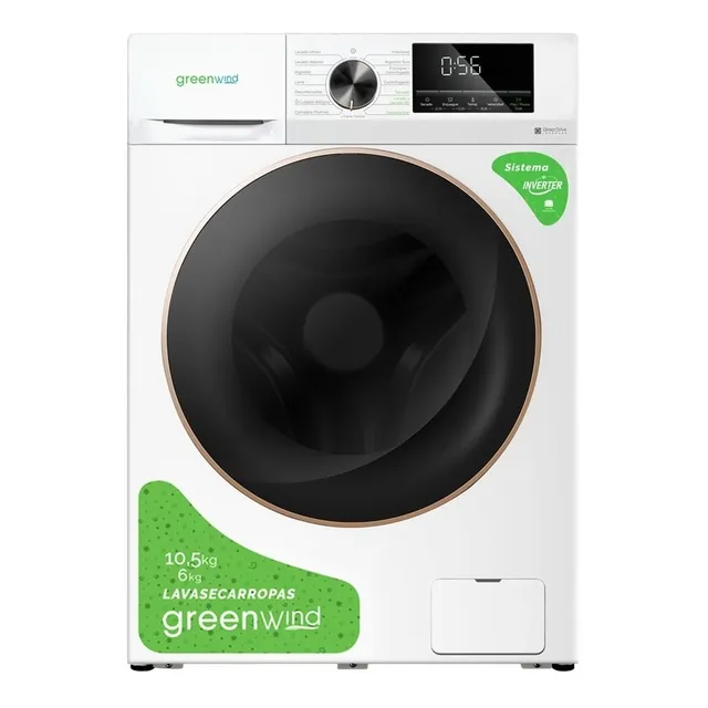 Lavasecarropas automático inverter Greenwind 10.5kg frontal color blanco