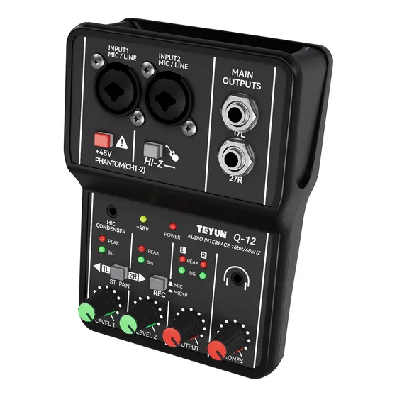Interface De Áudio Teyun Q-12 5v Usb 2 Canais Mesas De Som