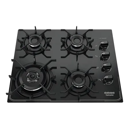 Cooktop Fogão Itatiaia Itamaster 4 Bocas Queimadores A Gás Com Mesa De Vidro E Trempes - Cor Preto 127/220v