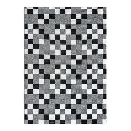 Tapete Jacquard Geométrico 2,00 M X 2,50 M Antiderrapante Desenho do tecido PIXEL PRETO