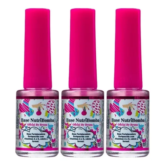 Base Fortalecedora Unhas Nutribomba Oficial By Bruna 3x9ml