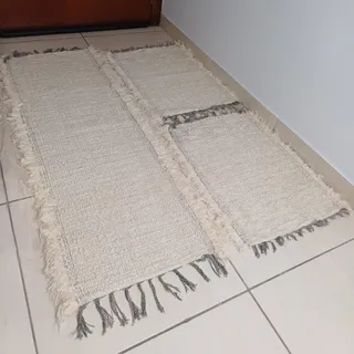 Jogo Tapete Cozinha Algodão 3 Peças 2 Tapetes + 1 Passadeira Jogo Tapete Cozinha Algodão 3 Peças 2 Tapetes + 1 Passadeira