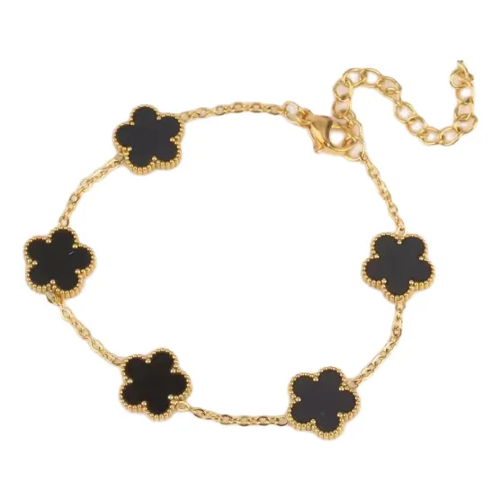 Pulsera Acero Inoxidable Chapada En Oro Trébol Van Cleef