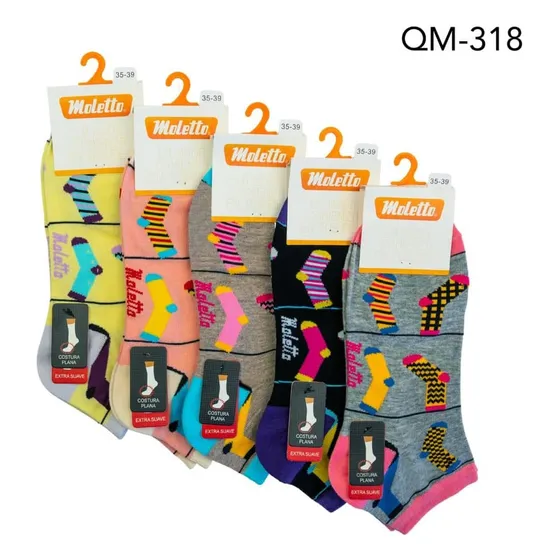Pack 12 Pares Calcetas Algodón Mujer Colores Moletto