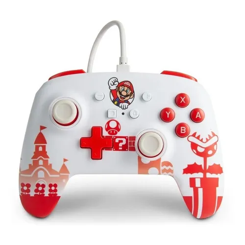 Controle Powera Com Fio Nintendo Switch Mario Red/white Cor Mario