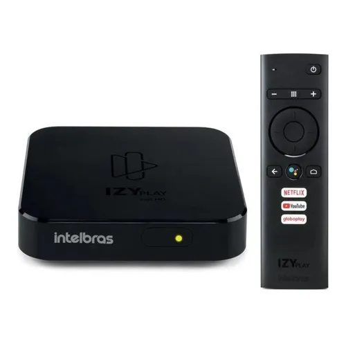 Smart Box Tv Intelbras Izy Play 2da geração Android Quadcore Full Hd Usb Cor Preto Tipo de controle remoto De voz