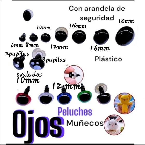 Ojos Peluches Y Muñecos Arand Seguridad X 25unidad