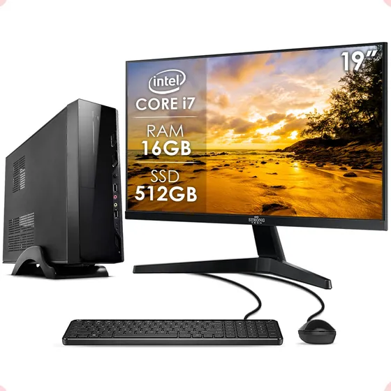 Computador Slim Intel I7 16gb Ssd 512gb Mon 19 Strong Tech