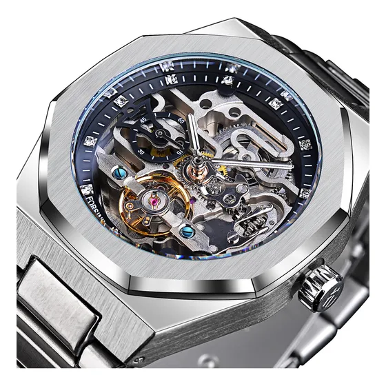 S Relógio Forsining Casual Automatic 3d Diamond Skeleton