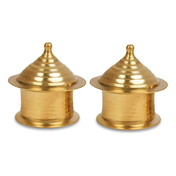 Rudra Centre Laton Haldi Kumkum Contenedor Kankavati Juego 2