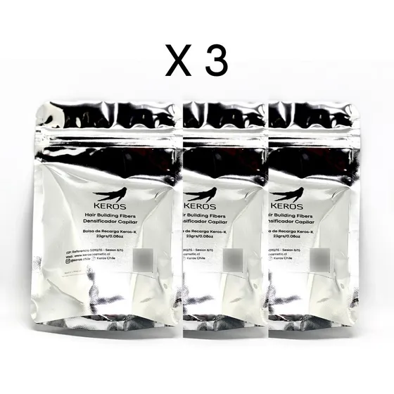 3 Recargas 23 Grs Keros Cubre Calvicie Nano Fibras Capilares