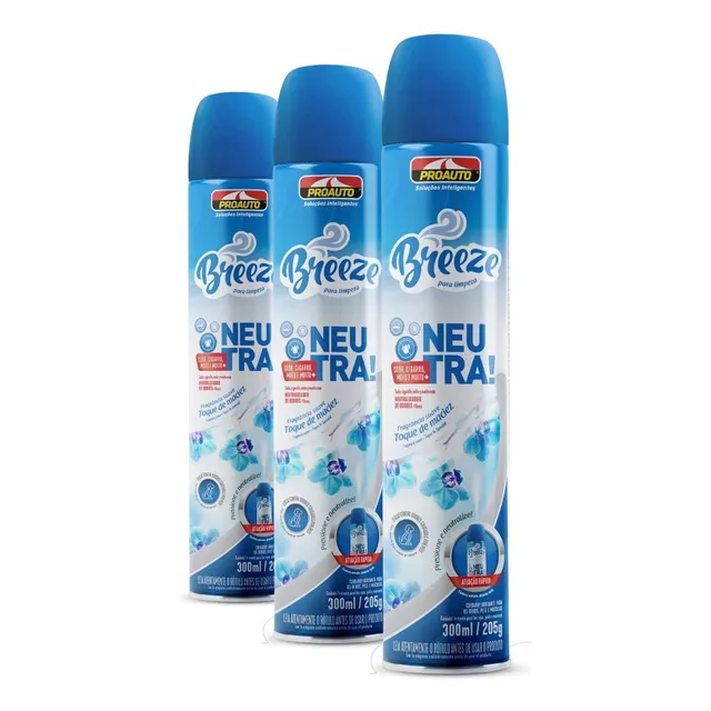 Kit Neutralizador De Odores Proauto Breeze Com 3uni 300ml