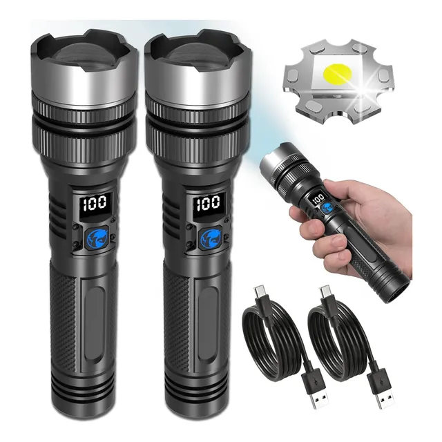 Lanterna Portátil De 2 Peças Para Luz De Flash, 20000 Lúmens