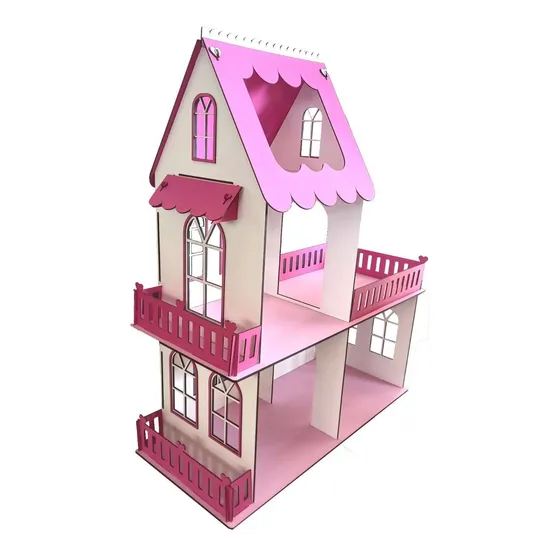 Casita De Muñecas Xxl Grande Terraza En Colores 1m De Alto!!