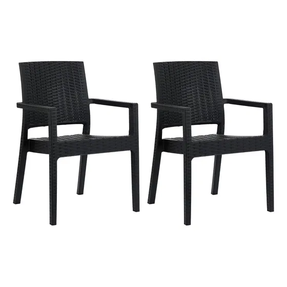 Sillon De Jardin Milano Rattan Exterior Apilable Color Negro Garden Life