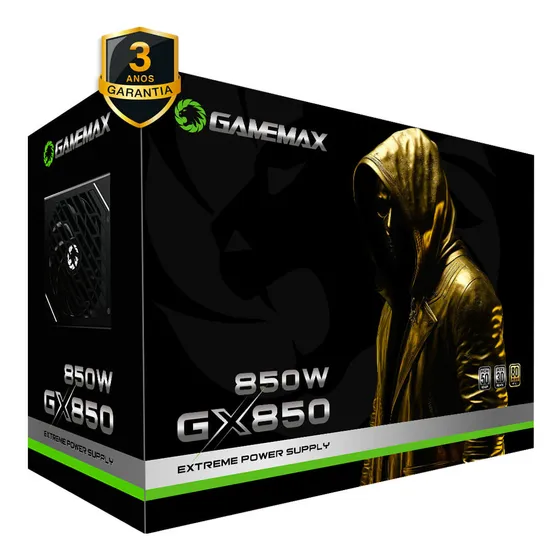 Gamemax GX Pro GX850PBKPS18810BR fonte 850w 80 gold full modular pfc ativo atx 3.0 127/220V