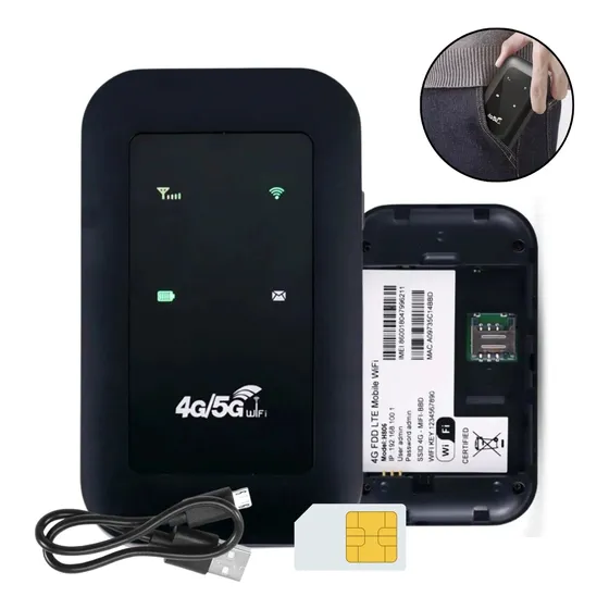 Mini Modem Chip 4g 5g Lte Repetidor Expansor Sinal Rápido Cor Preto