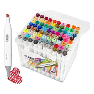 Kit Caneta Colorida Ponta Dupla 80 Cores Com Estojo Kit Caneta Colorida Ponta Dupla 80 Cores Com Estojo
