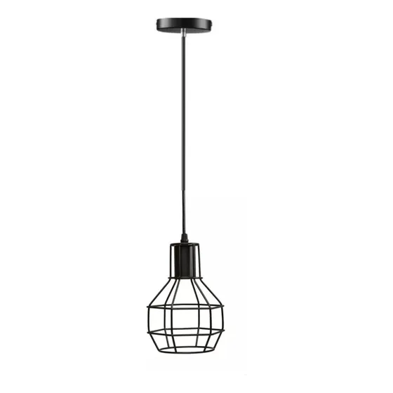 Lampara Techo Colgante Jaula Metal Vintage Retro luz aplique artefacto Imback ILU010 Color Negro