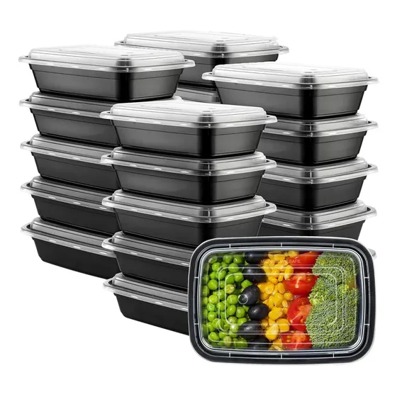 Contenedores Recipientes Para Alimentos Reutilizables 20 Color Negro