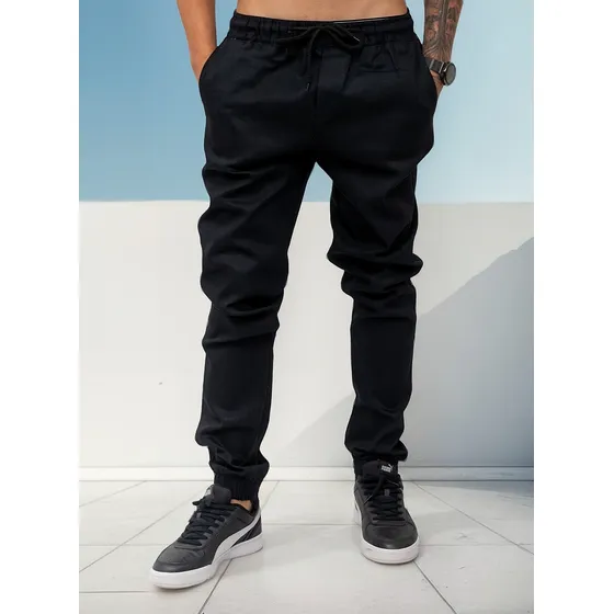 Calça Jogger Masculina Sarja E Jeans Com Lycra