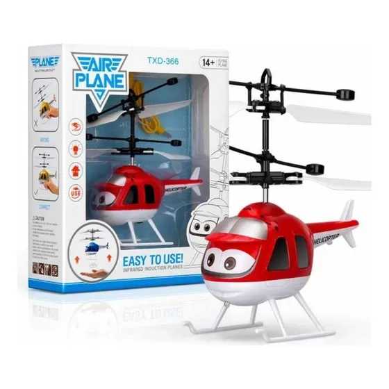 Helicoptero Con Sensor Recargable Volador Color Rojo