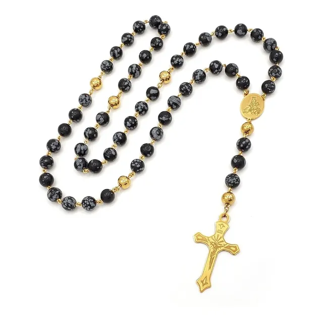 Camandula Rosario Acero Obsidiana 8mm Iconic Store