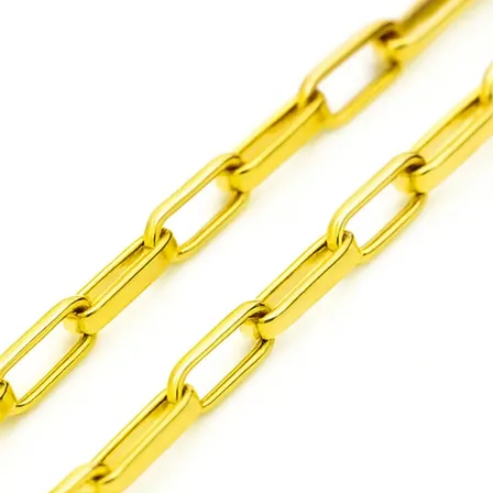 Corrente Cordão Masculino Ouro 18k Oca Alongada 70cm Amarelo