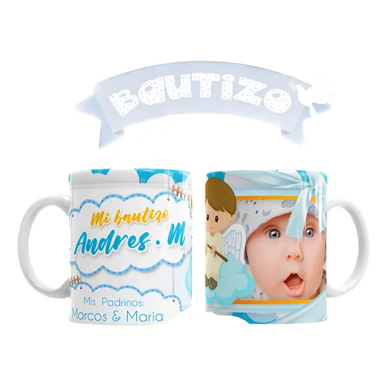 Pack 30 Taza Personalizadas Bautizo Sublimada Color Make