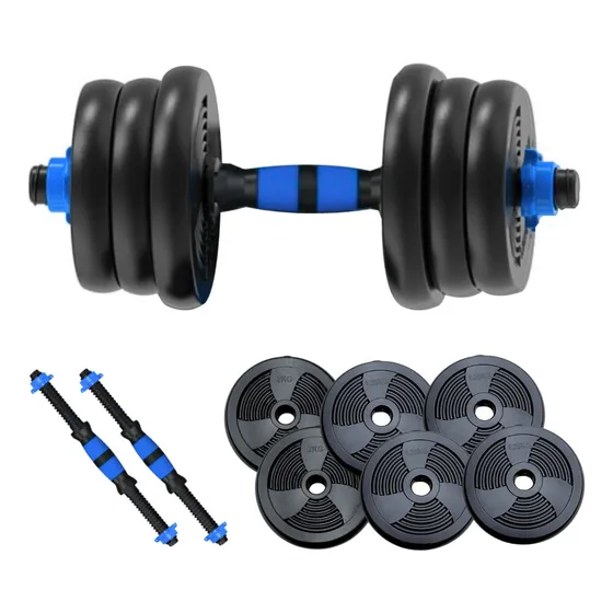Conjunto Halter Ajustável 10kg Anilhas Cimento Funcional Fit